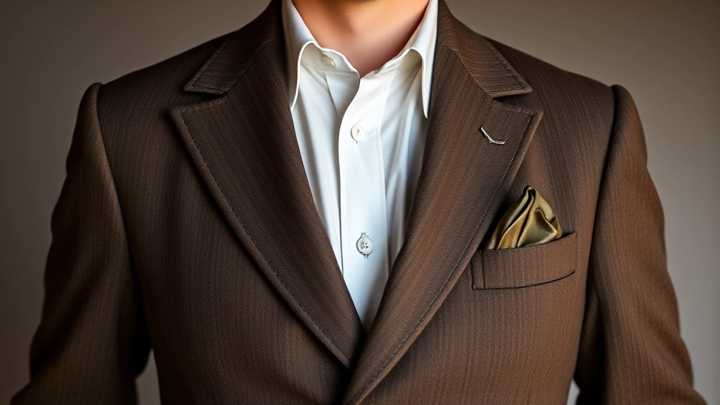 Vintage 1940s menswear styling showing spread collar dress shirt, single-breasted suit jacket with structured shoulders, leather belt, pocket square, demonstrating wartime era tailoring precision and elegance