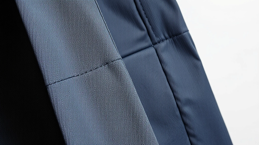 Close-up detail shot of high-quality dress fabric and seam construction, showing polyester blend material texture, professional lighting highlighting stitch work and fabric quality, neutral background