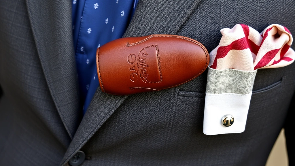 Close-up of suit styling details: quality leather oxford shoes, matching belt, elegant cufflinks, and pocket square arrangement on charcoal gray suit jacket, showcasing accessory coordination and craftsmanship