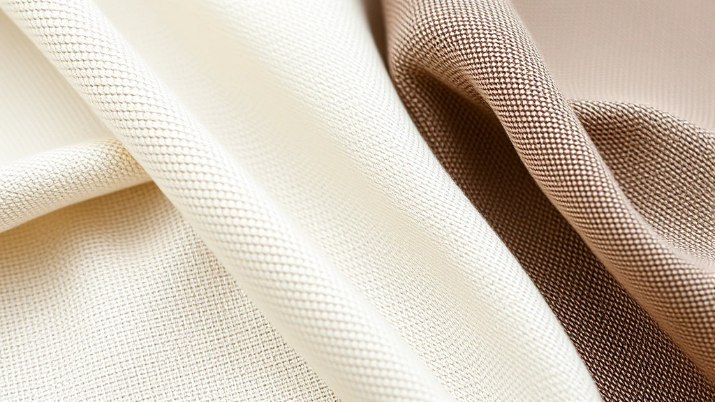 Close-up of quality fabric textures including natural linen, wool suiting, silk, and cotton showing weave patterns and construction details, professional product photography