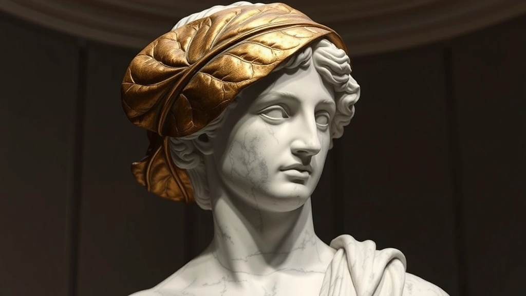 Renaissance marble statue with strategically placed bronze fig leaf covering, classical sculptural style, museum lighting, artistic detail, elegant composition, photorealistic