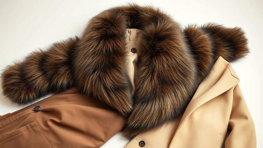 High-fashion editorial flat lay featuring vintage fur stole draped over contemporary designer pieces, mixing decades in sophisticated styling arrangement with soft studio lighting