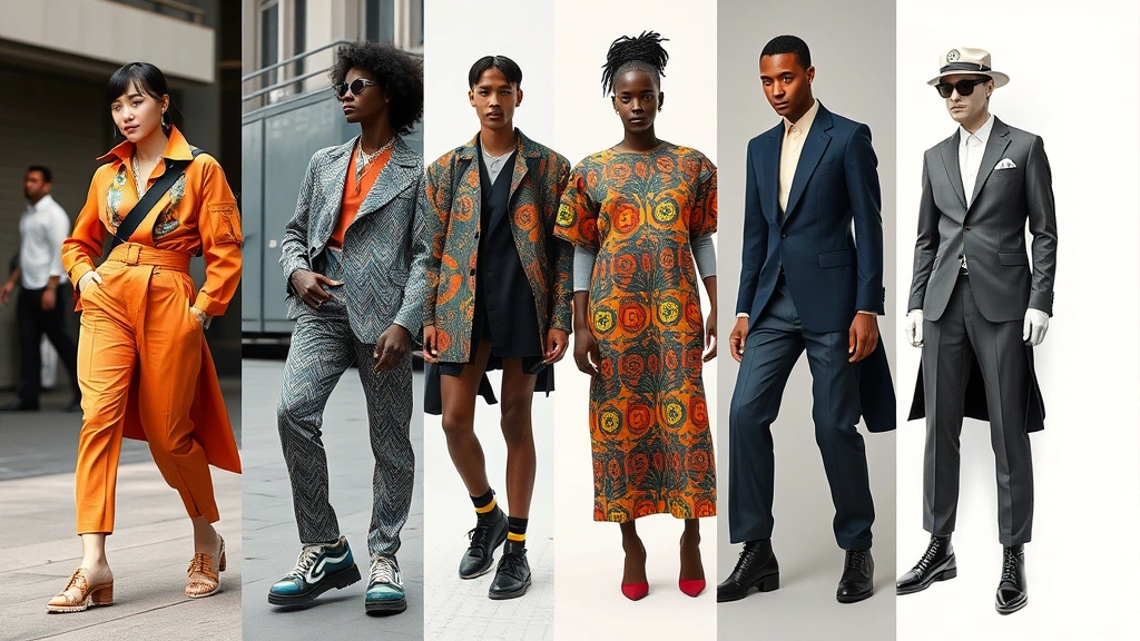 Global fashion collage showing diverse style: Tokyo street fashion with avant-garde silhouettes, New York streetwear aesthetic, African textile patterns and modern design, Milan luxury craftsmanship details, all seamlessly integrated composition