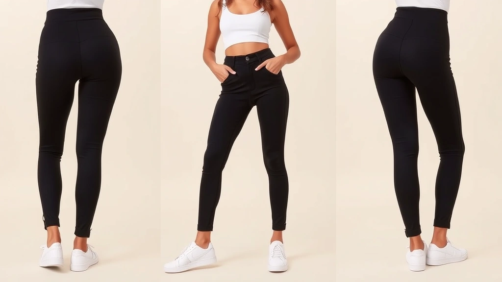 Woman wearing high-waisted black Fashion Nova-style pants with cropped white tank top and white sneakers, standing confidently against neutral background, showcasing fitted silhouette and contoured design