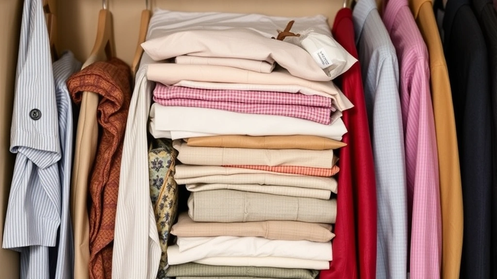 Carefully organized vintage clothing folded in acid-free tissue paper with cedar blocks and lavender sachets in a climate-controlled wardrobe storage space