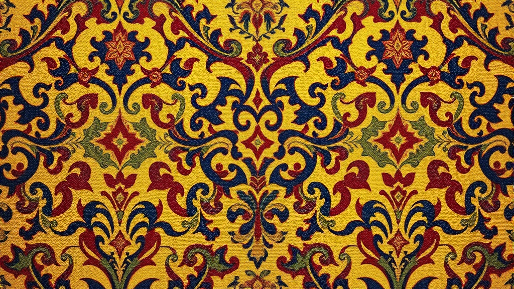 Byzantine silk textile close-up: intricate woven damask pattern in gold and jewel tones, showing detailed imperial symbolism, rich color gradations, elaborate decorative motifs, masterful craftsmanship visible in thread work, no text overlay, photorealistic fabric texture