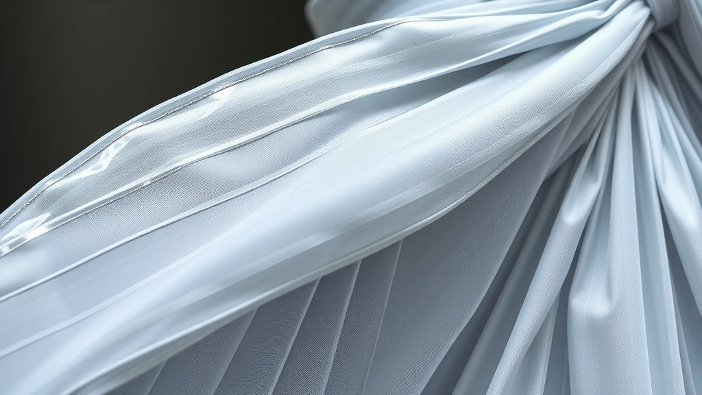 Luxury couture detail shot of crystalline wing-inspired fabric construction with three-dimensional pleating mimicking insect anatomy, sophisticated tailoring, close-up texture, high-end fashion photography