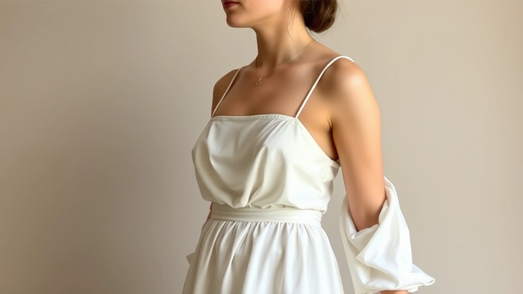 Young woman in high-waisted neoclassical chemise gown of fine white muslin with simple draped silhouette, representing late 1700s elegant simplicity and Enlightenment ideals